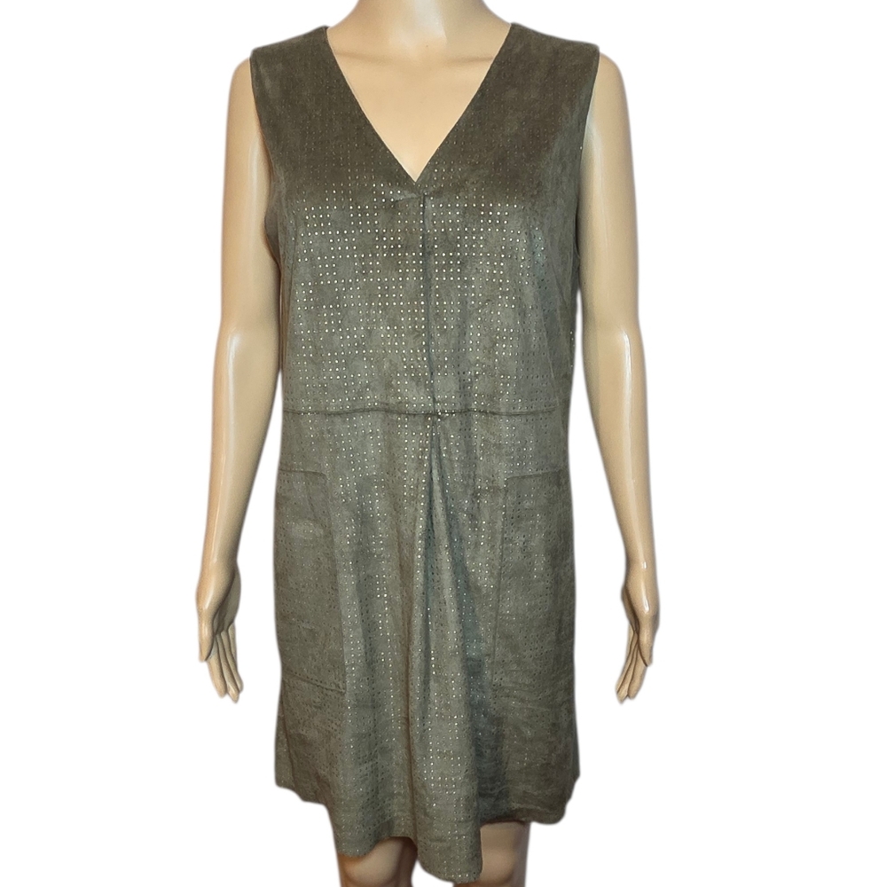 HYFVE Dress Vintage Sleeveless Mini Studded Army Green Womens Size Medium